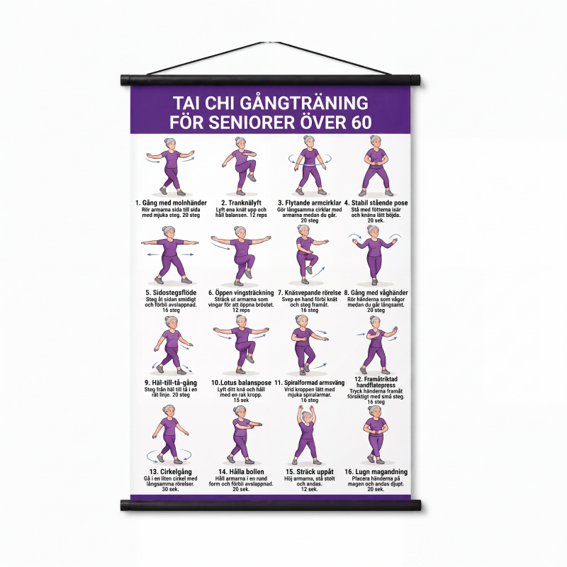 🥳💞 Über 70.000 Stück verkauft🧘☯️📜Tai-Chi-Trainingsposter für Senioren – Leicht nachvollziehbare Übungen, große Schrift und Illustrationen – Sanfte tägliche Übungen für Gleichgewicht und Beweglichkeit💪
