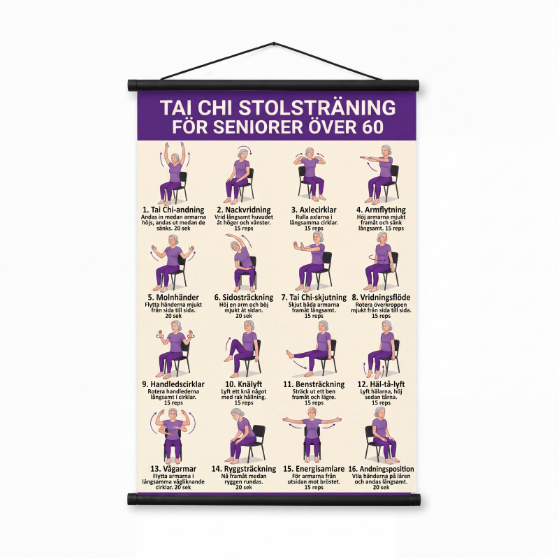 🥳💞 Über 70.000 Stück verkauft🧘☯️📜Tai-Chi-Trainingsposter für Senioren – Leicht nachvollziehbare Übungen, große Schrift und Illustrationen – Sanfte tägliche Übungen für Gleichgewicht und Beweglichkeit💪