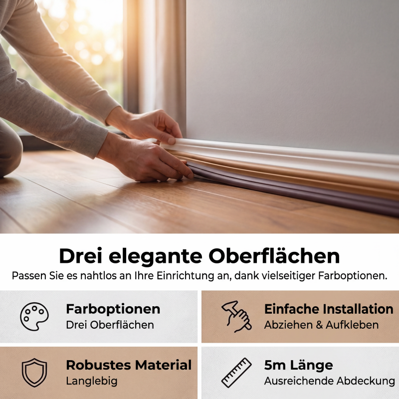 📏 50% RABATT! Flexibles Formleistenband für Wandkanten – Einfach zu verlegen, selbstklebend & vielseitig einsetzbar – Perfekt für saubere Übergänge ohne Fräsen ✨
