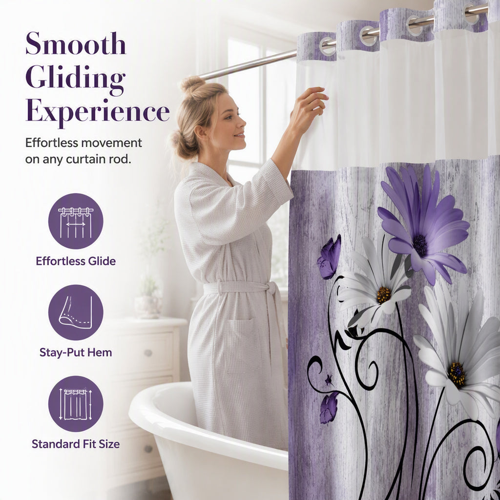 🚿 50% RABATT! Eleganter bedruckter Duschvorhang mit Doppelschicht und Ösen – Stilvoll, wasserabweisend & pflegeleicht – Perfekt für Badezimmer-Upgrade & Wellness-Feeling ✨