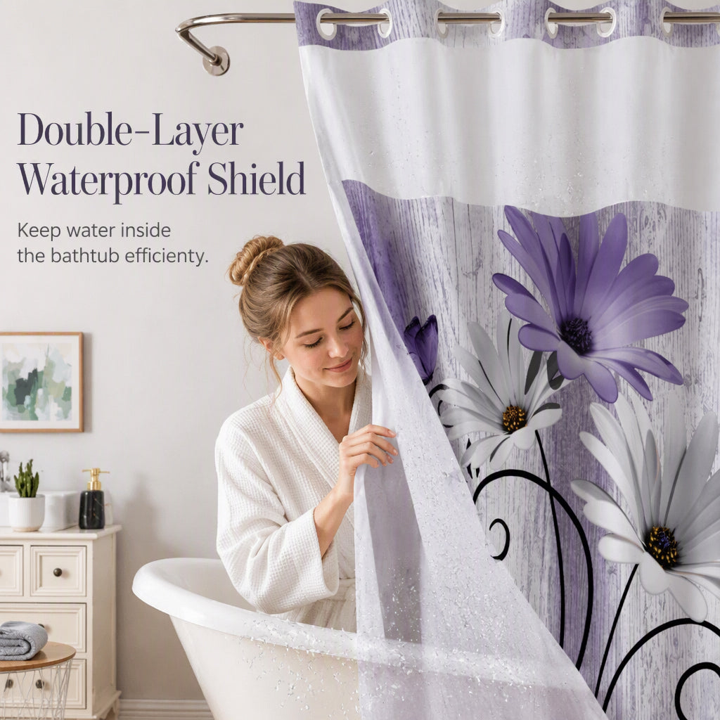🚿 50% RABATT! Eleganter bedruckter Duschvorhang mit Doppelschicht und Ösen – Stilvoll, wasserabweisend & pflegeleicht – Perfekt für Badezimmer-Upgrade & Wellness-Feeling ✨