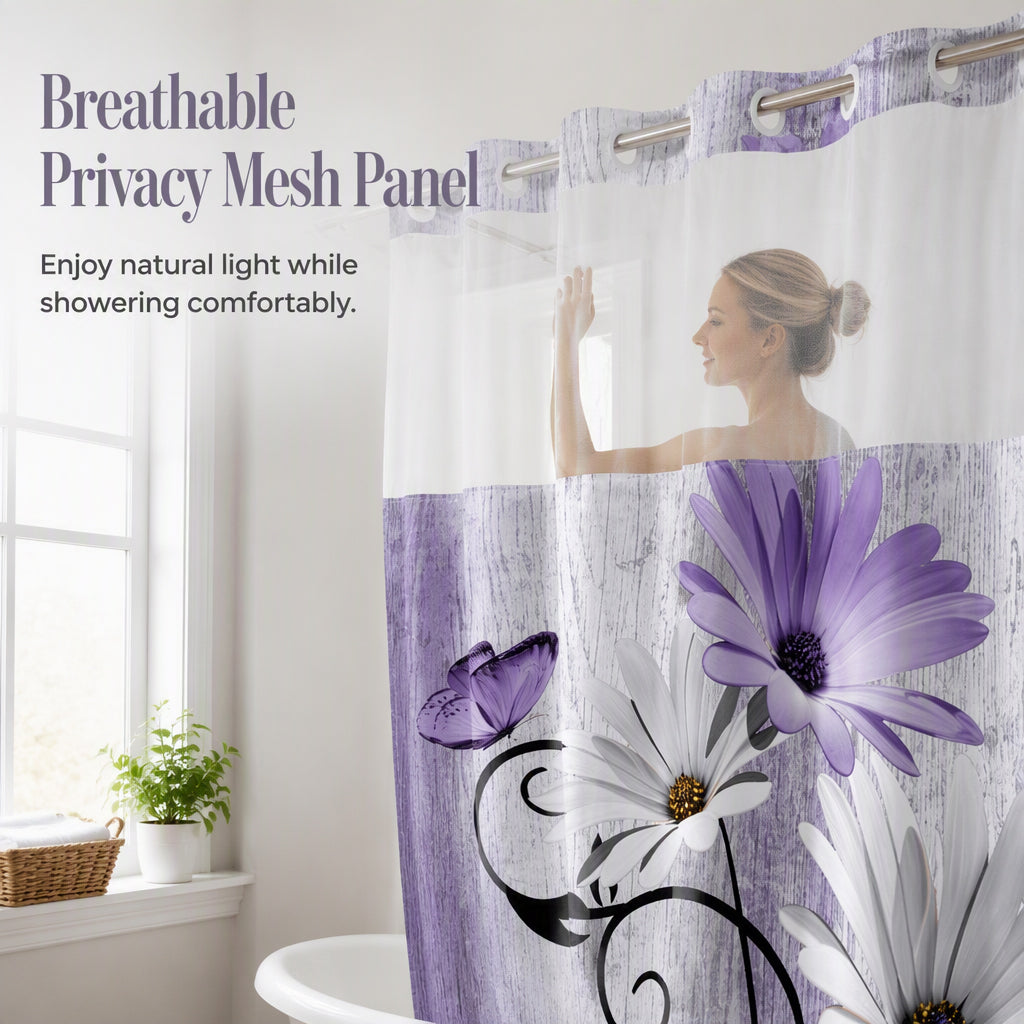 🚿 50% RABATT! Eleganter bedruckter Duschvorhang mit Doppelschicht und Ösen – Stilvoll, wasserabweisend & pflegeleicht – Perfekt für Badezimmer-Upgrade & Wellness-Feeling ✨