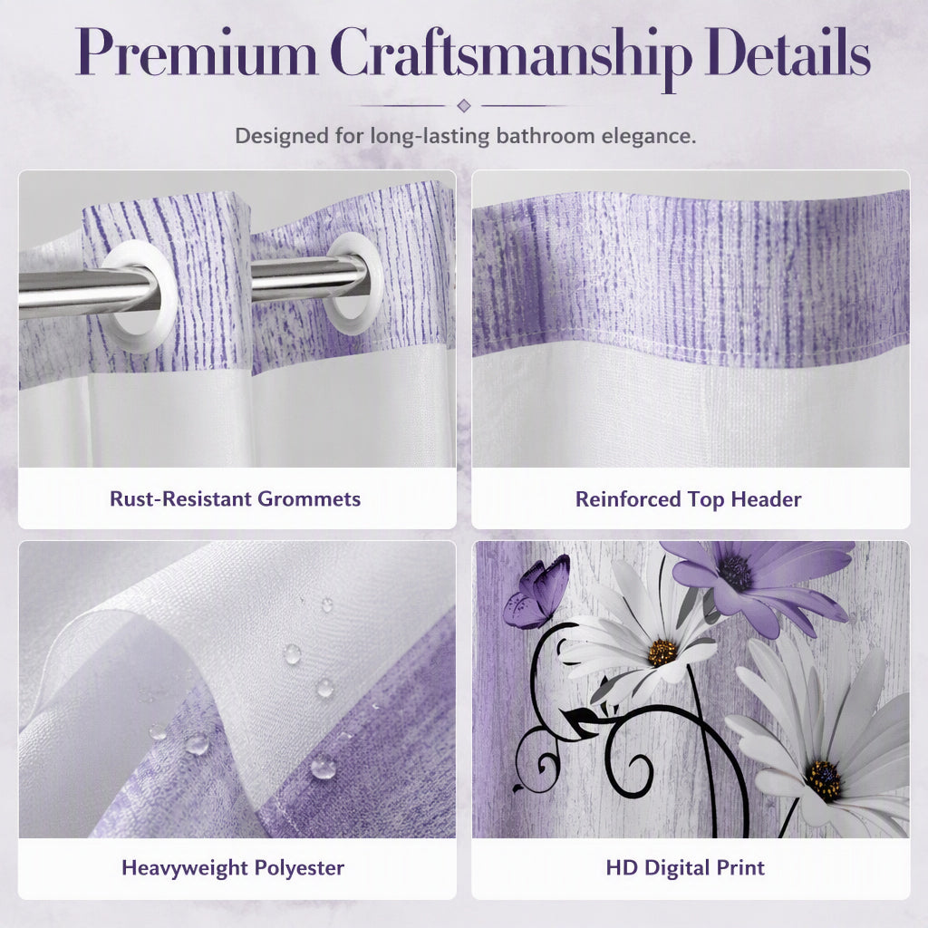 🚿 50% RABATT! Eleganter bedruckter Duschvorhang mit Doppelschicht und Ösen – Stilvoll, wasserabweisend & pflegeleicht – Perfekt für Badezimmer-Upgrade & Wellness-Feeling ✨
