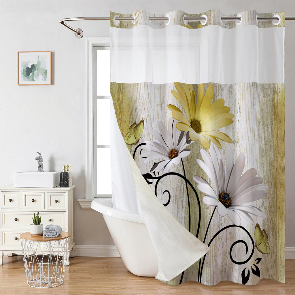🚿 50% RABATT! Eleganter bedruckter Duschvorhang mit Doppelschicht und Ösen – Stilvoll, wasserabweisend & pflegeleicht – Perfekt für Badezimmer-Upgrade & Wellness-Feeling ✨