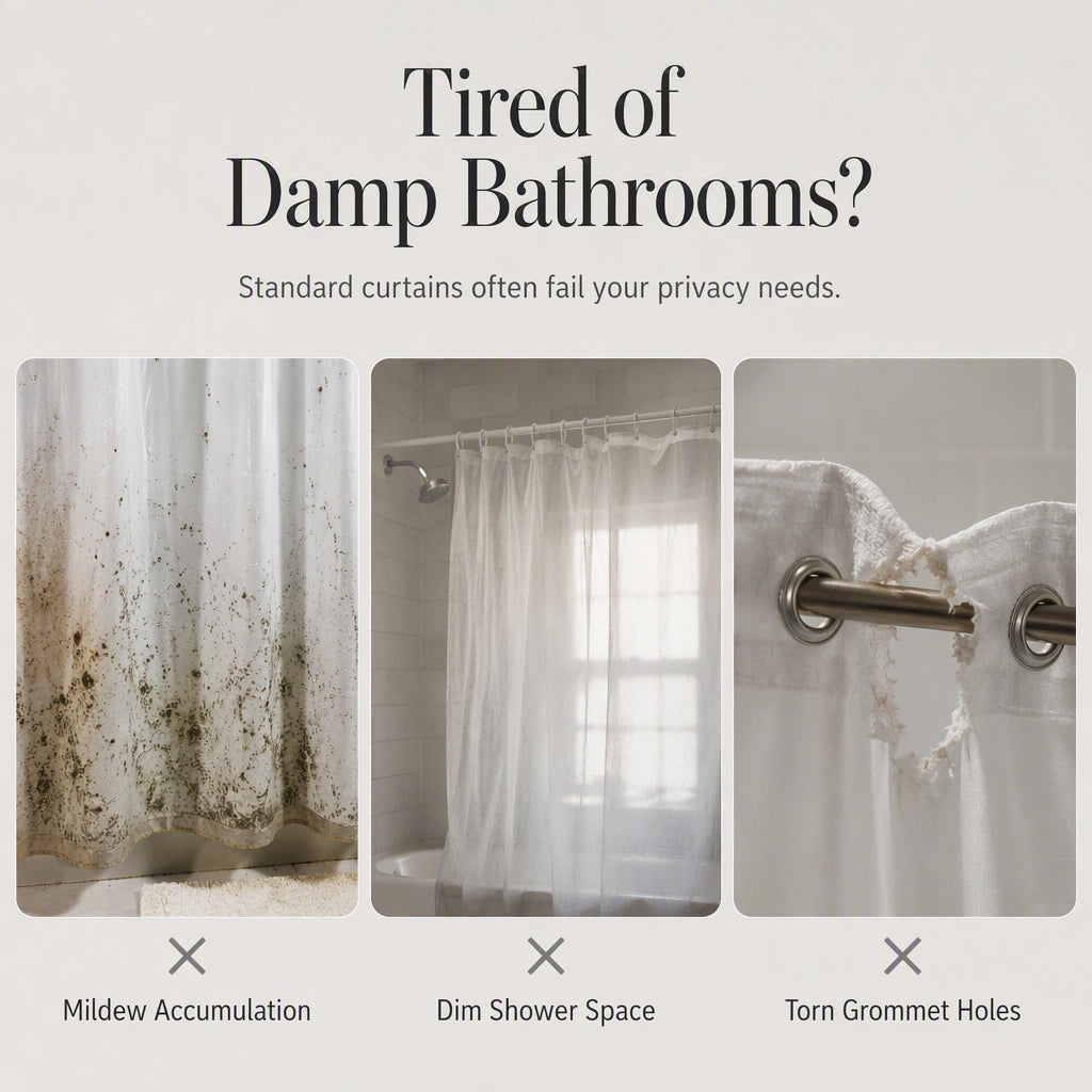 🚿 50% RABATT! Eleganter bedruckter Duschvorhang mit Doppelschicht und Ösen – Stilvoll, wasserabweisend & pflegeleicht – Perfekt für Badezimmer-Upgrade & Wellness-Feeling ✨