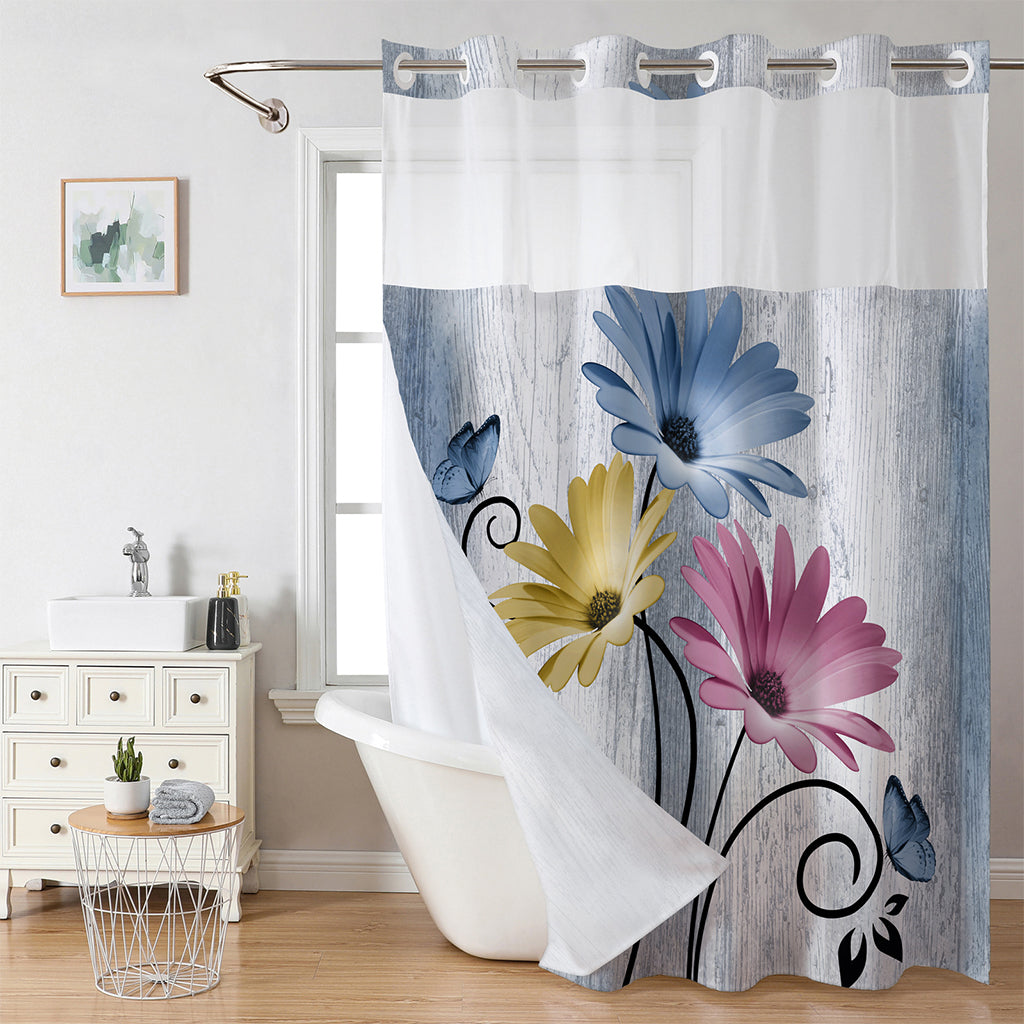 🚿 50% RABATT! Eleganter bedruckter Duschvorhang mit Doppelschicht und Ösen – Stilvoll, wasserabweisend & pflegeleicht – Perfekt für Badezimmer-Upgrade & Wellness-Feeling ✨