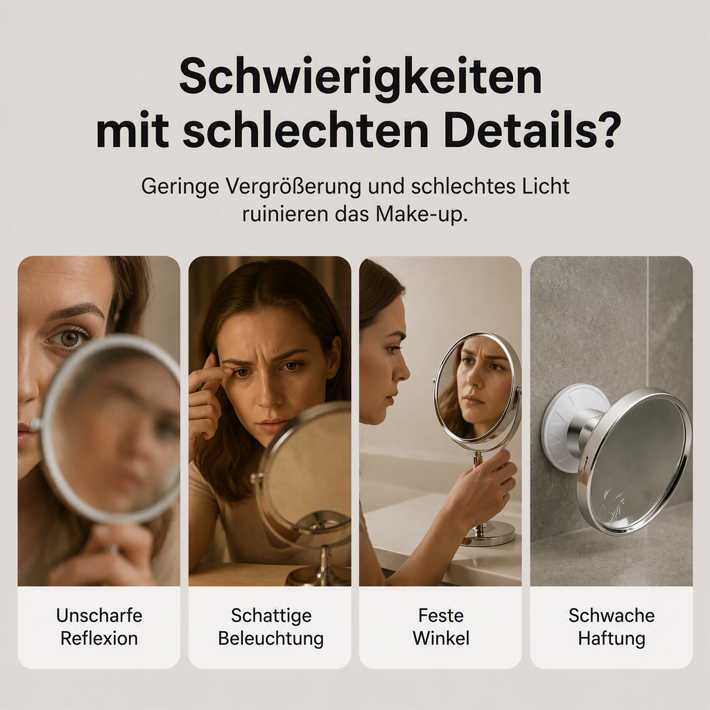 💄✨ 50% RABATT! 10-fach vergrößernder Schminkspiegel – LED-Beleuchtung & Saugnapf-Befestigung – Für perfektes Make-up, präzises Augen-Make-up & Konturen ✨