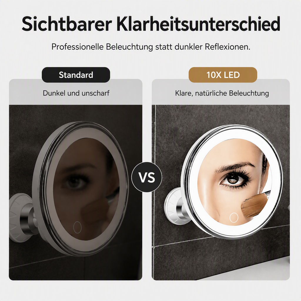 💄✨ 50% RABATT! 10-fach vergrößernder Schminkspiegel – LED-Beleuchtung & Saugnapf-Befestigung – Für perfektes Make-up, präzises Augen-Make-up & Konturen ✨