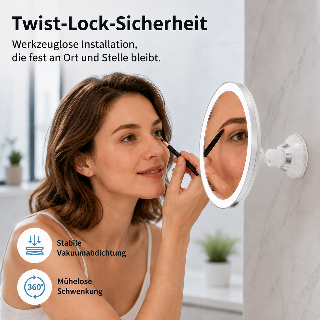 💄✨ 50% RABATT! 10-fach vergrößernder Schminkspiegel – LED-Beleuchtung & Saugnapf-Befestigung – Für perfektes Make-up, präzises Augen-Make-up & Konturen ✨