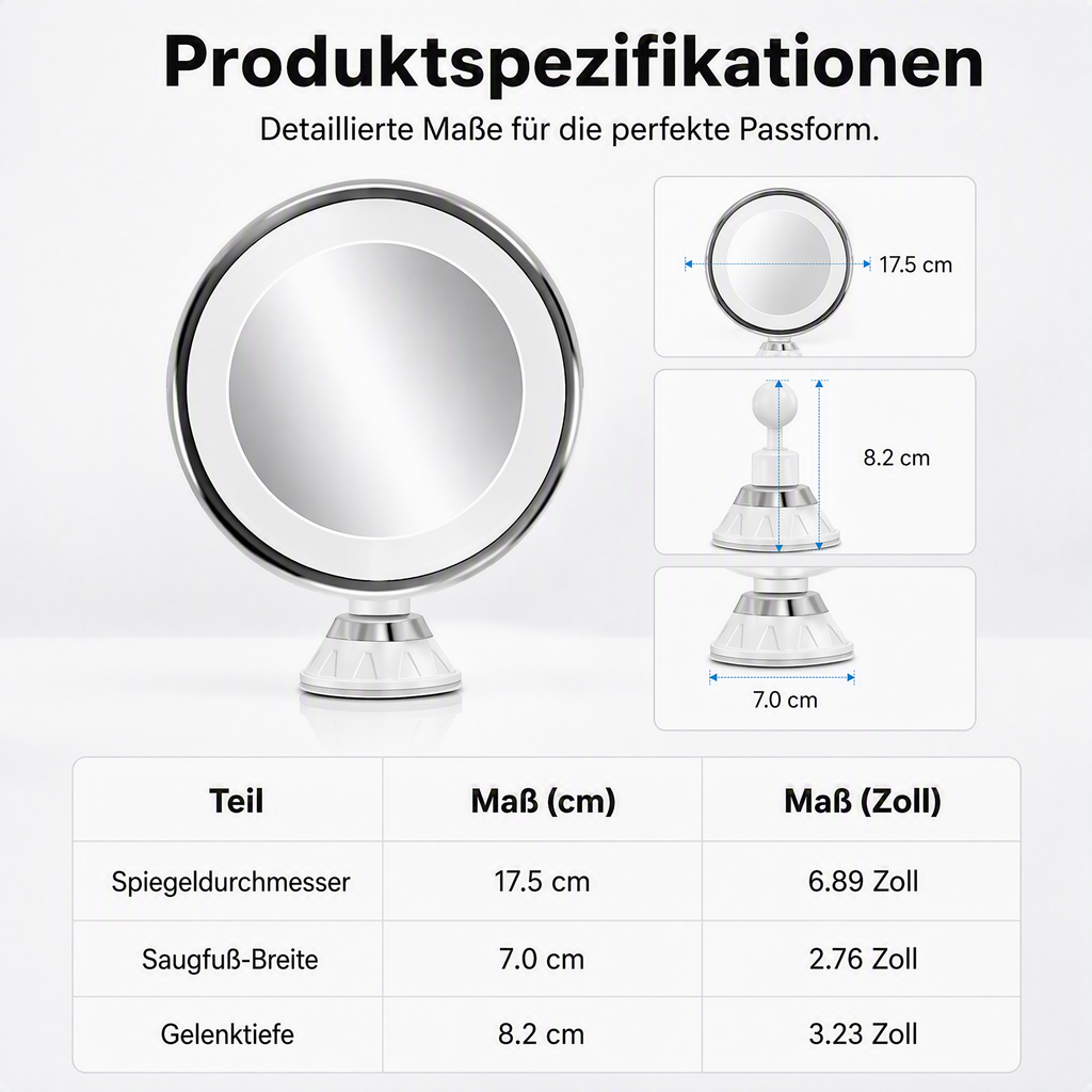 💄✨ 50% RABATT! 10-fach vergrößernder Schminkspiegel – LED-Beleuchtung & Saugnapf-Befestigung – Für perfektes Make-up, präzises Augen-Make-up & Konturen ✨