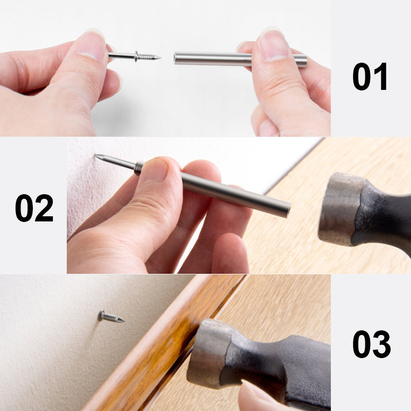 🥳2026 BESTSELLER🥾 Hardware Carbon Steel Nails – Diamond Head, Strong Penetration – Electroplated, Rust-Resistant – 50PCS with Tools – Easy Install! 🛡️💨