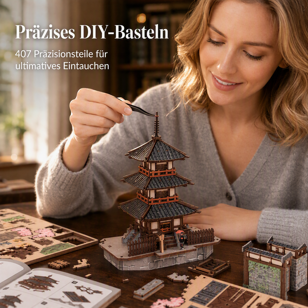 🏮 50% RABATT! DIY-Buchnischen-Bausatz „Kyoto-Gasse“ aus Holz – 3D-Miniatur-Holzbaukasten mit Laternen, Holzhäusern, Torii & Steinpfad – Laserfeingeschnittenes Sperrholz, inkl. LED-Laternen-Set, Kleber & Anleitung – Für Bücherregal, Vitrine & Geschenk 📚🏮