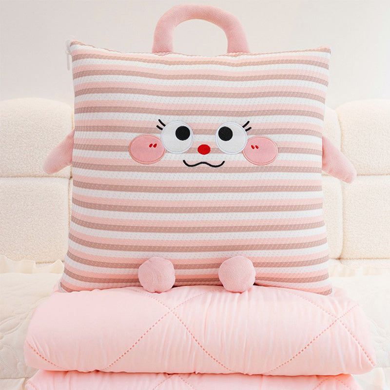 Niedliches 2‑in‑1‑Kissen‑Decke im Cartoon‑Stil