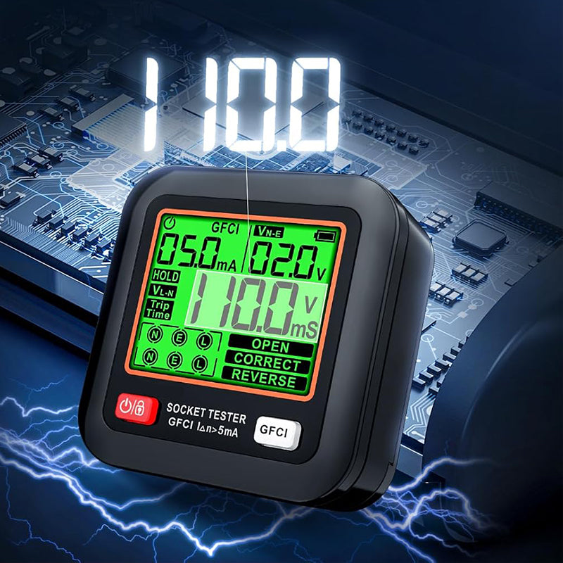 GFCI/RCD-Steckdosenprüfer mit LCD-Display