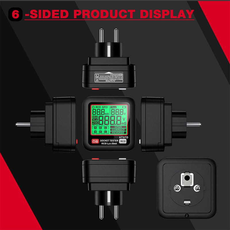 GFCI/RCD-Steckdosenprüfer mit LCD-Display