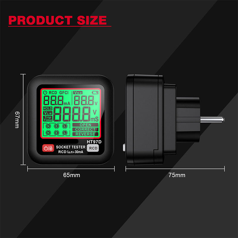 GFCI/RCD-Steckdosenprüfer mit LCD-Display