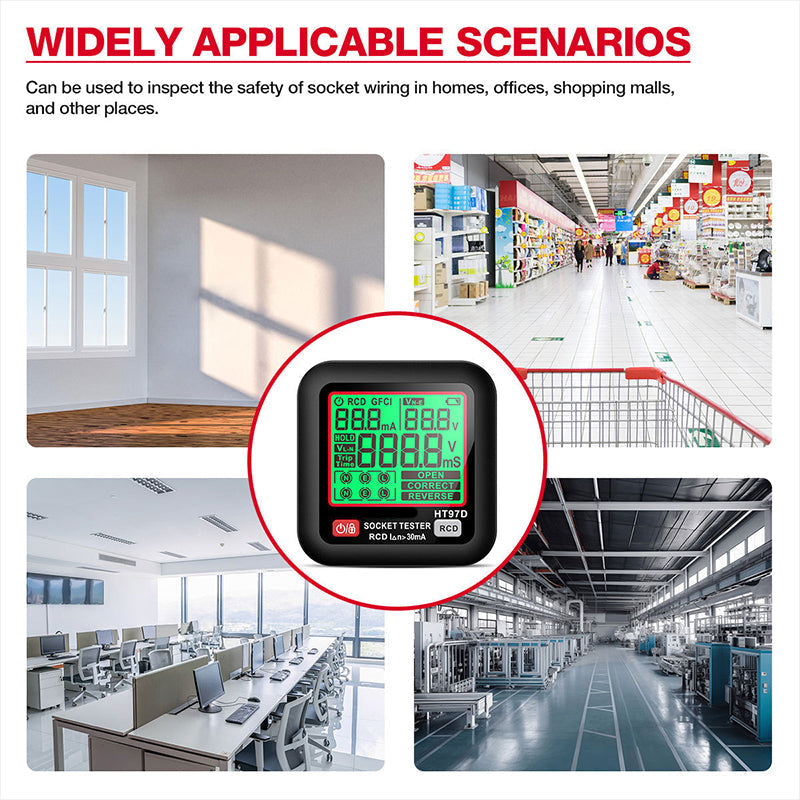 GFCI/RCD-Steckdosenprüfer mit LCD-Display