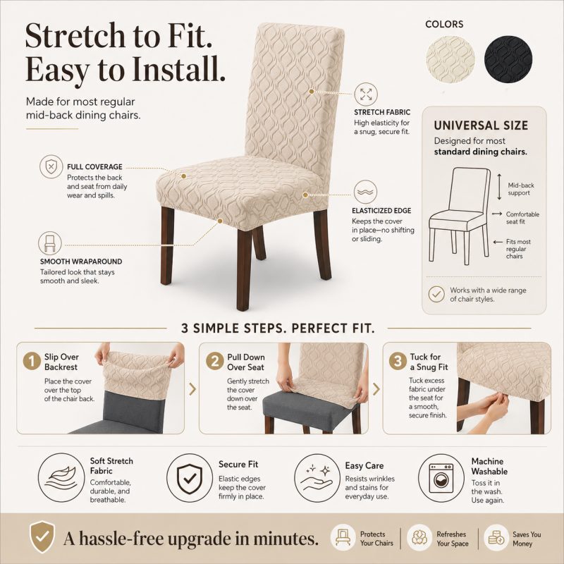 🪑 50% RABATT! 🛋️ Universelle Stretch-Sitzbezüge – Elastisch & passgenau für Stühle ✨