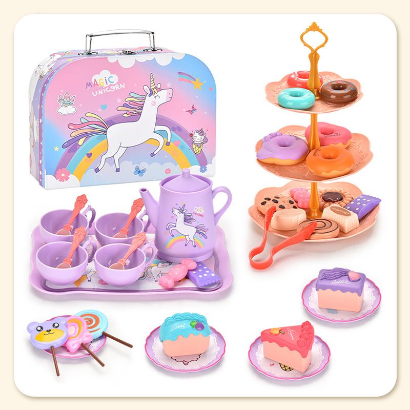🍵 BLITZANGEBOT: 50% RABATT! 🦄 Kinder-Teeservice Spielzeug – PP/PS – 17-teilig Tragbar für Kinder ab 3 Jahren – Fantasiespiel & Teeparty 🎀