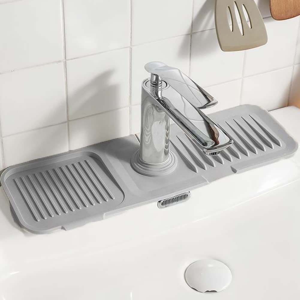 🚰💥 NUR FÜR KURZE ZEIT 50 % RABATT! Küchen- & Badezimmer-Wasserhahn-Spritzschutzmatte – Silikon-Tropffänger, verdickte wasserdichte Ablaufmatte – 2 Größen ✨