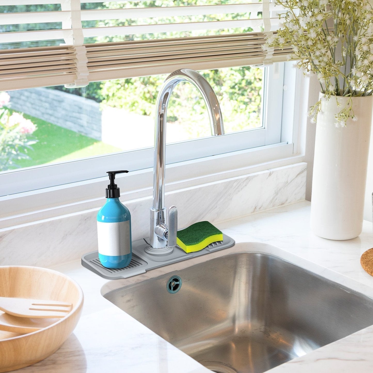 🚰💥 NUR FÜR KURZE ZEIT 50 % RABATT! Küchen- & Badezimmer-Wasserhahn-Spritzschutzmatte – Silikon-Tropffänger, verdickte wasserdichte Ablaufmatte – 2 Größen ✨
