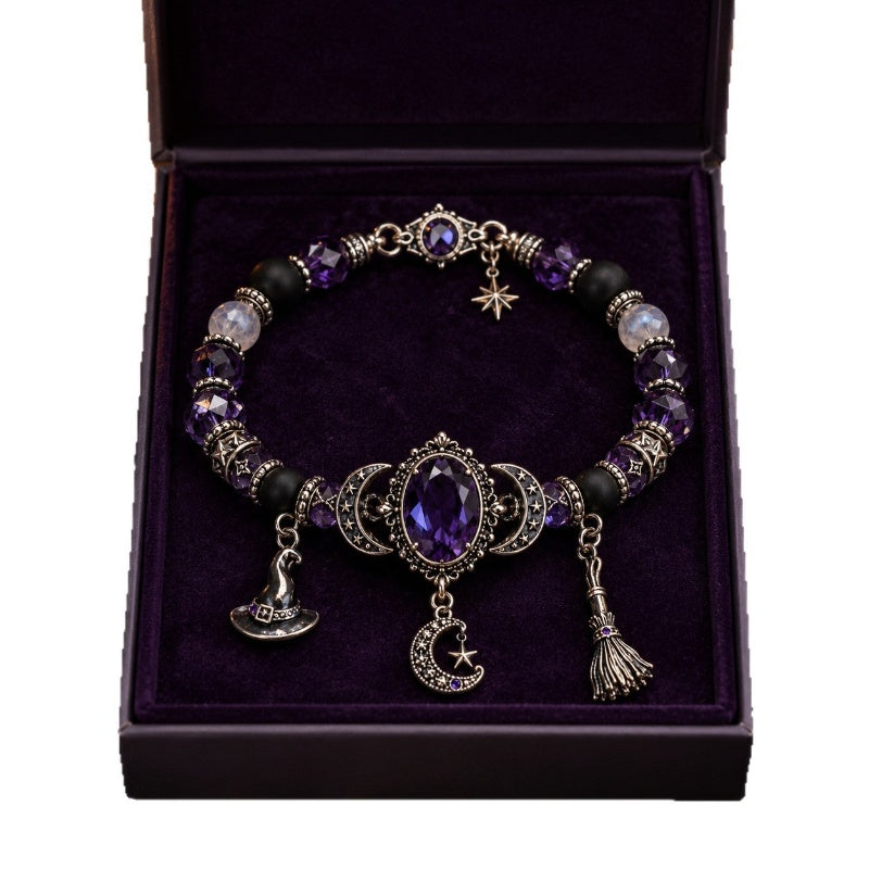 Gotisches lila Strassstein-Halloween-Armband