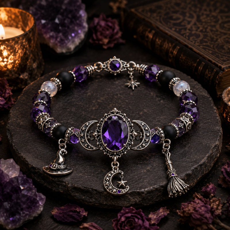Gotisches lila Strassstein-Halloween-Armband