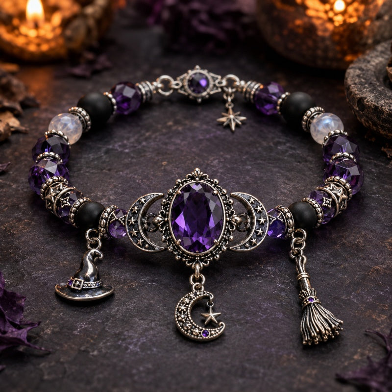 Gotisches lila Strassstein-Halloween-Armband