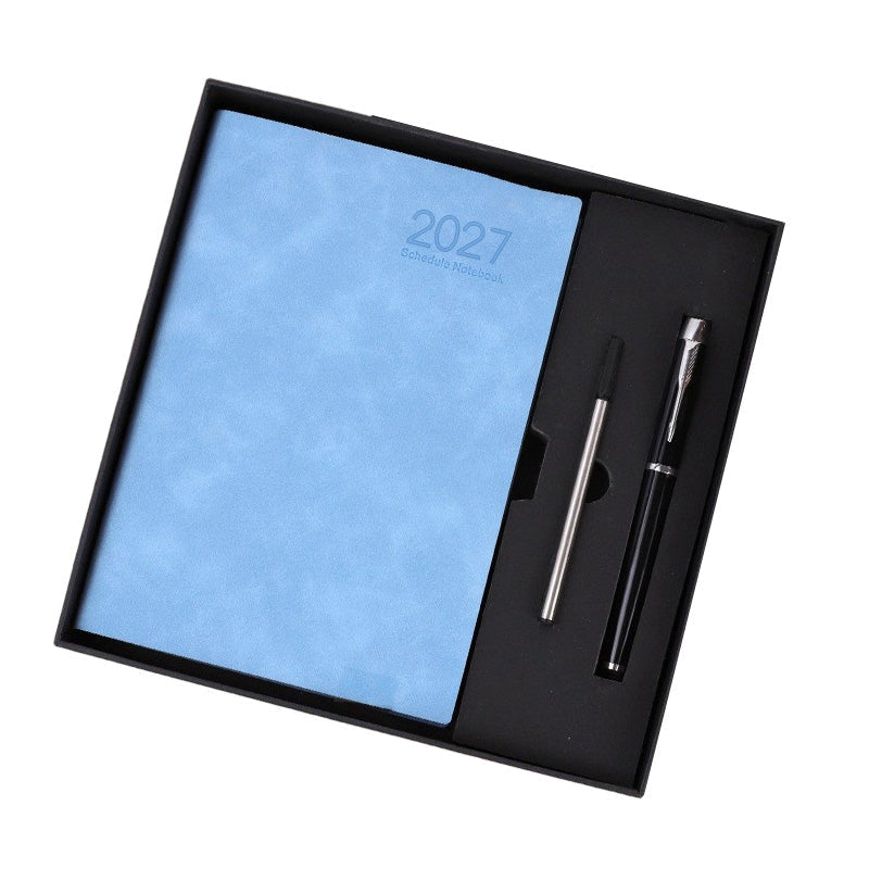 🔥✨ 2027 Minimalistisches A5 Notizbuch als Tagesplaner aus Premium PU-Leder (365 Tage)