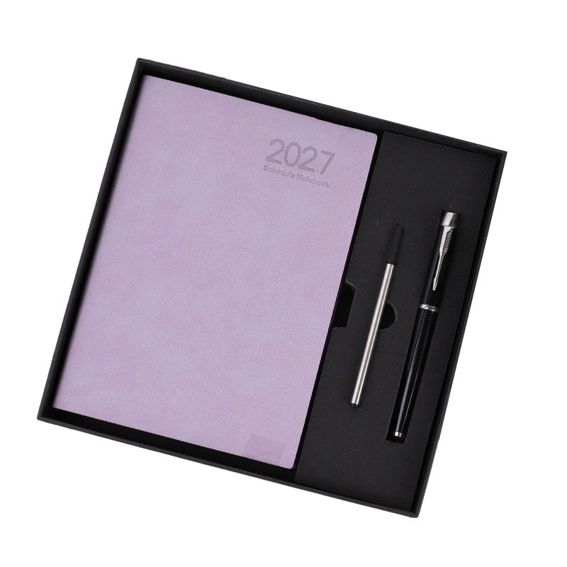🔥✨ 2027 Minimalistisches A5 Notizbuch als Tagesplaner aus Premium PU-Leder (365 Tage)