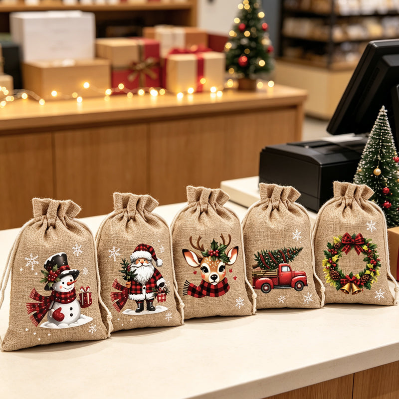 🎄 NUR FÜR KURZE ZEIT 50 % RABATT! 🎁 Weihnachts-Geschenksäckchen mit Kordelzug – Festliche Weihnachtsmann- & Rentier-Motive, Doppelter Kordelzug & Strapazierfähiger Stoff – Weihnachtsfreude in jedem Geschenk ✨