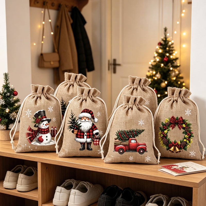 🎄 NUR FÜR KURZE ZEIT 50 % RABATT! 🎁 Weihnachts-Geschenksäckchen mit Kordelzug – Festliche Weihnachtsmann- & Rentier-Motive, Doppelter Kordelzug & Strapazierfähiger Stoff – Weihnachtsfreude in jedem Geschenk ✨
