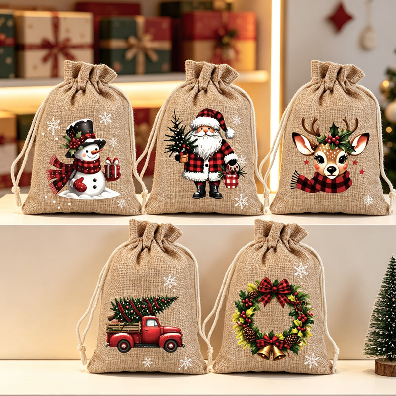 🎄 NUR FÜR KURZE ZEIT 50 % RABATT! 🎁 Weihnachts-Geschenksäckchen mit Kordelzug – Festliche Weihnachtsmann- & Rentier-Motive, Doppelter Kordelzug & Strapazierfähiger Stoff – Weihnachtsfreude in jedem Geschenk ✨