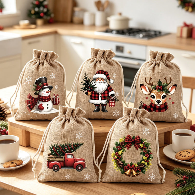 🎄 NUR FÜR KURZE ZEIT 50 % RABATT! 🎁 Weihnachts-Geschenksäckchen mit Kordelzug – Festliche Weihnachtsmann- & Rentier-Motive, Doppelter Kordelzug & Strapazierfähiger Stoff – Weihnachtsfreude in jedem Geschenk ✨