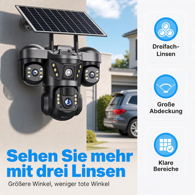 📹50% RABATT! ☀️ Triple-Lens Solar-WLAN-Kamera – Rundumsicht & Nachtsicht ✨
