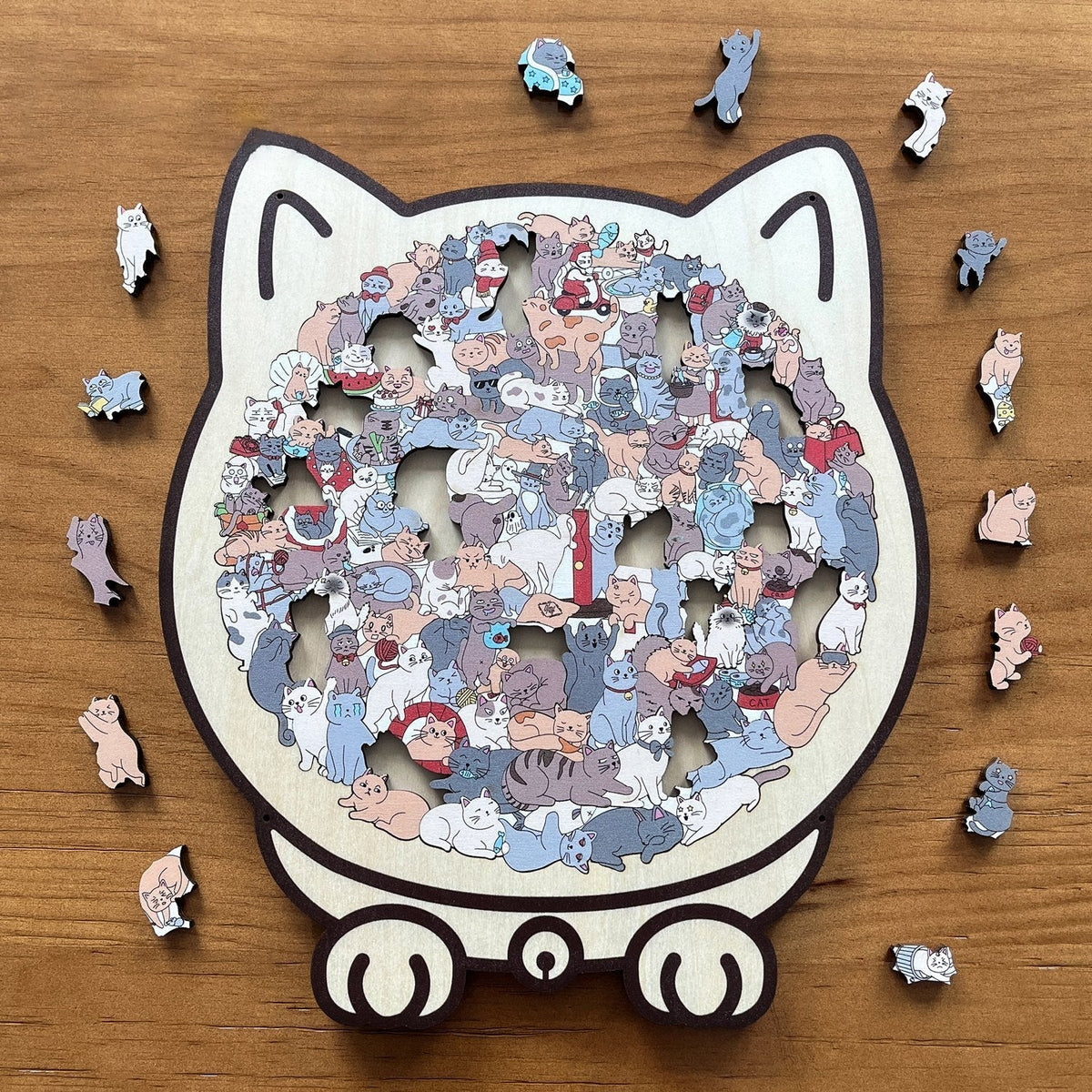 🎅Weihnachtsangebot 50 % Rabatt🐱135-teiliges Holzpuzzle in Morandi-Farben in Katzenform🎁