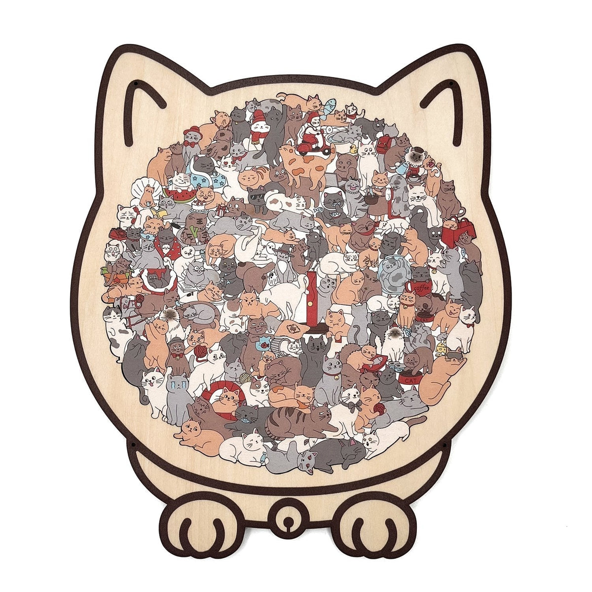 🎅Weihnachtsangebot 50 % Rabatt🐱135-teiliges Holzpuzzle in Morandi-Farben in Katzenform🎁