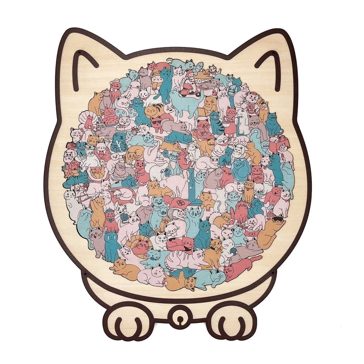 🎅Weihnachtsangebot 50 % Rabatt🐱135-teiliges Holzpuzzle in Morandi-Farben in Katzenform🎁