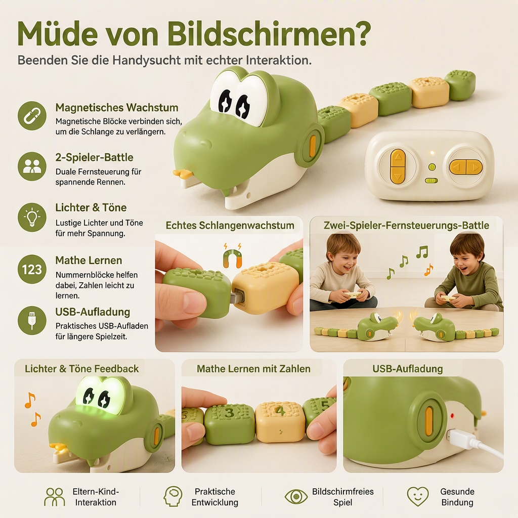 🐍 Ferngesteuerte Spielzeugschlange mit Magnetsegmenten