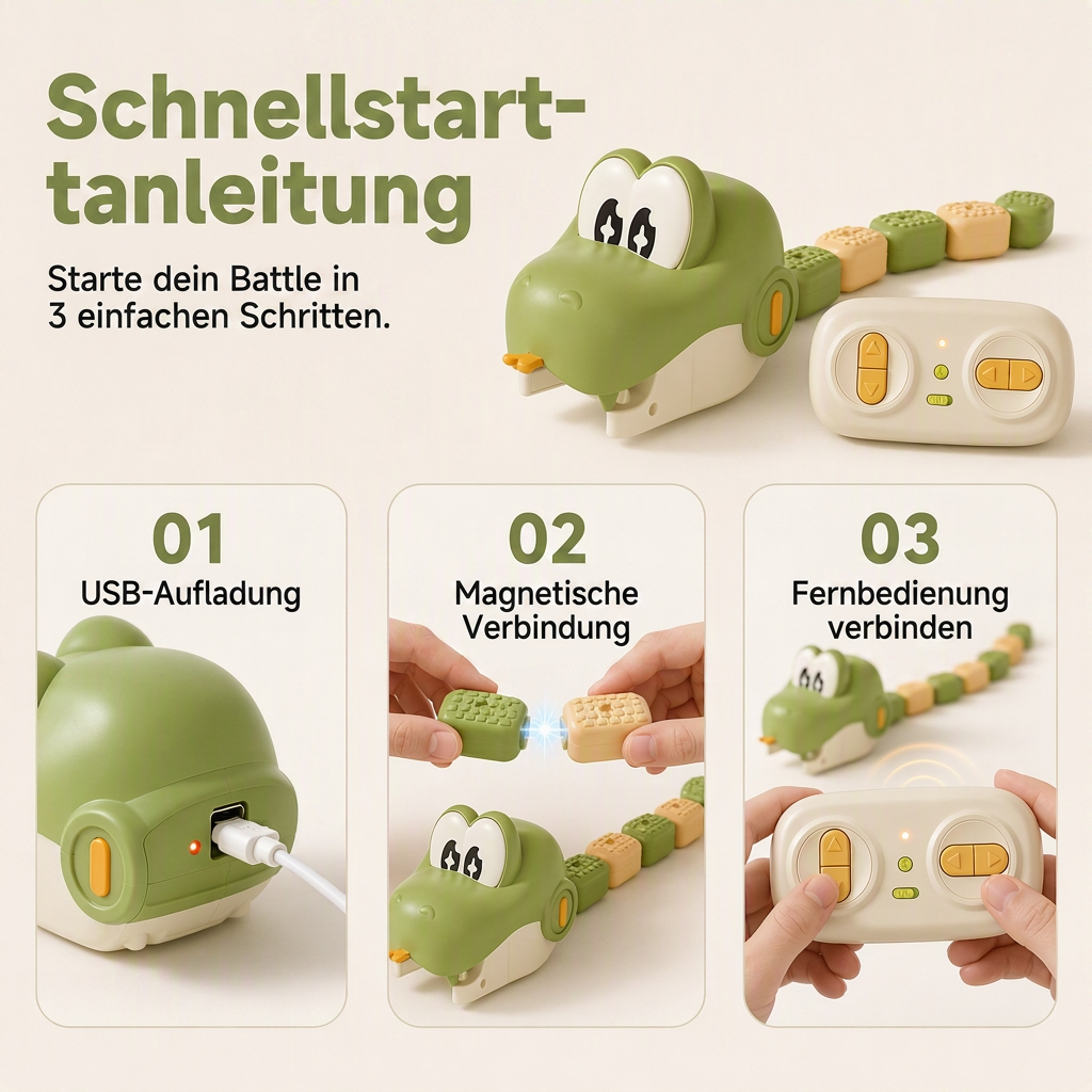 🐍 Ferngesteuerte Spielzeugschlange mit Magnetsegmenten