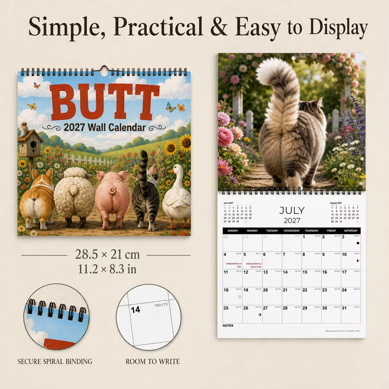 Funny Animal Butt Wall Calendar