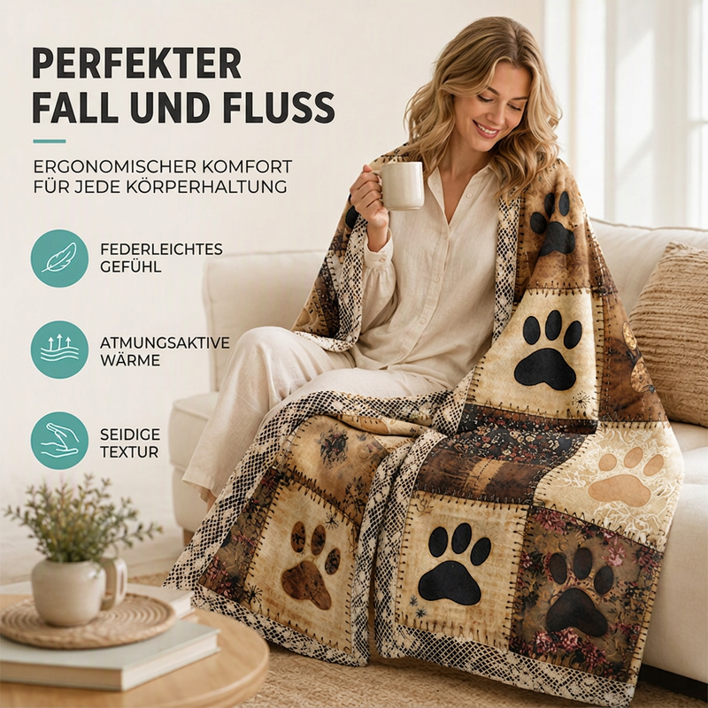 Niedliche Pfotenabdruck Weiche Flanell Decke