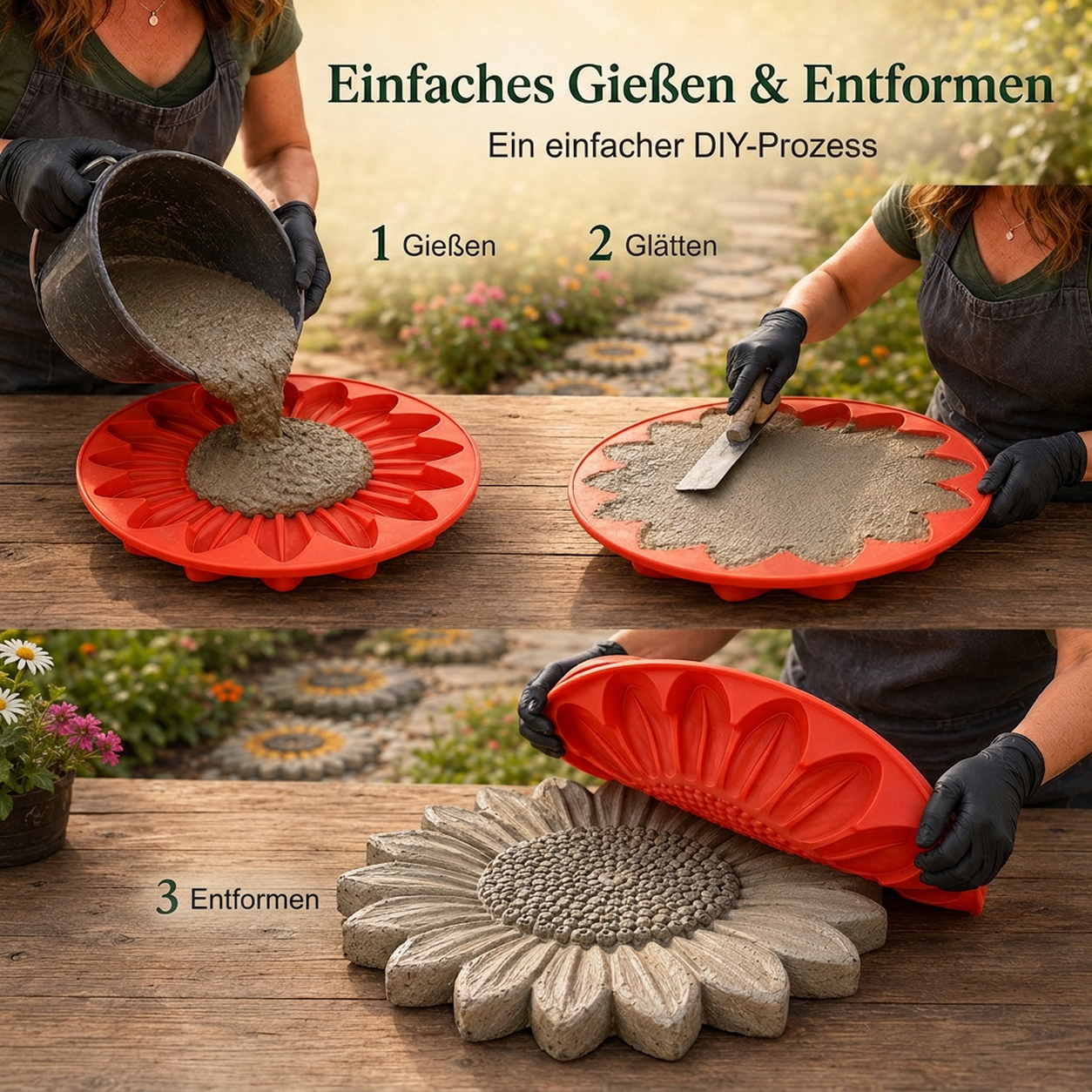 🌻 JETZT 50% RABATT! 🎨 Wiederverwendbare Gartengussform – Kreative Designs, langlebig & einfach zu verwenden – Gestalten Sie mühelos einzigartige Gartendekorationen ✨