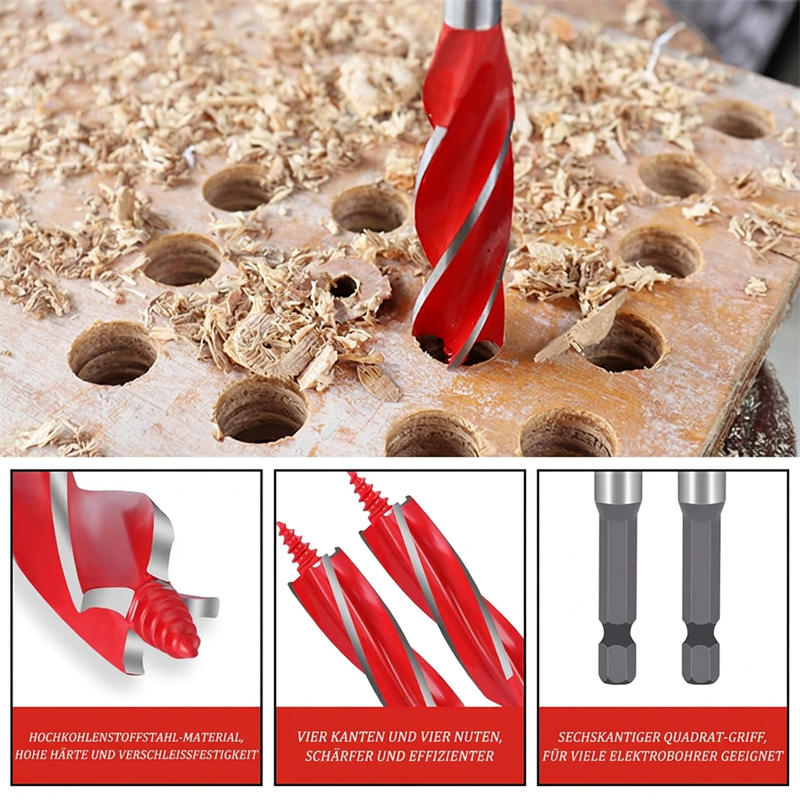 🔧 50% RABATT! ⚡ 8‑teiliges Spiralbohrer‑Set – 4 Schneiden für die Holzbearbeitung ✨