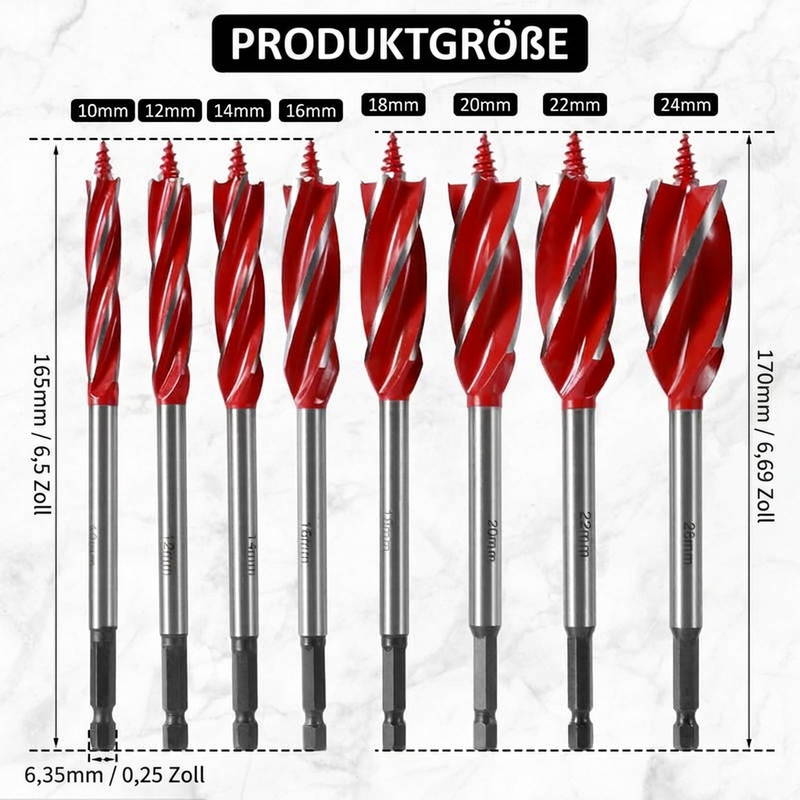 🔧 50% RABATT! ⚡ 8‑teiliges Spiralbohrer‑Set – 4 Schneiden für die Holzbearbeitung ✨