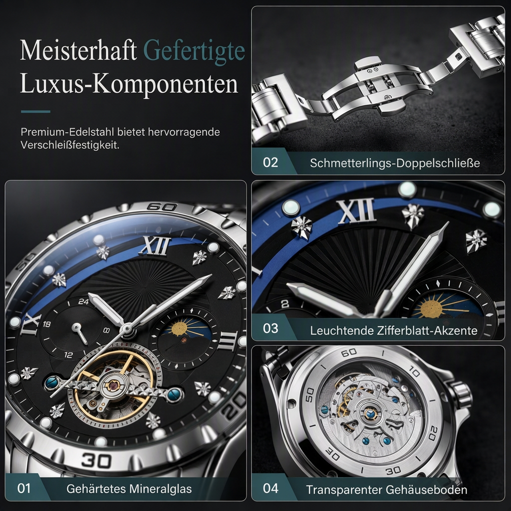 📢📢50% RABATT !!⏰Automatische mechanische Uhr für Herren, leuchtend, wasserdicht, Geschäfts-Skelettuhr mit Schwungrad und Edelstahlarmband