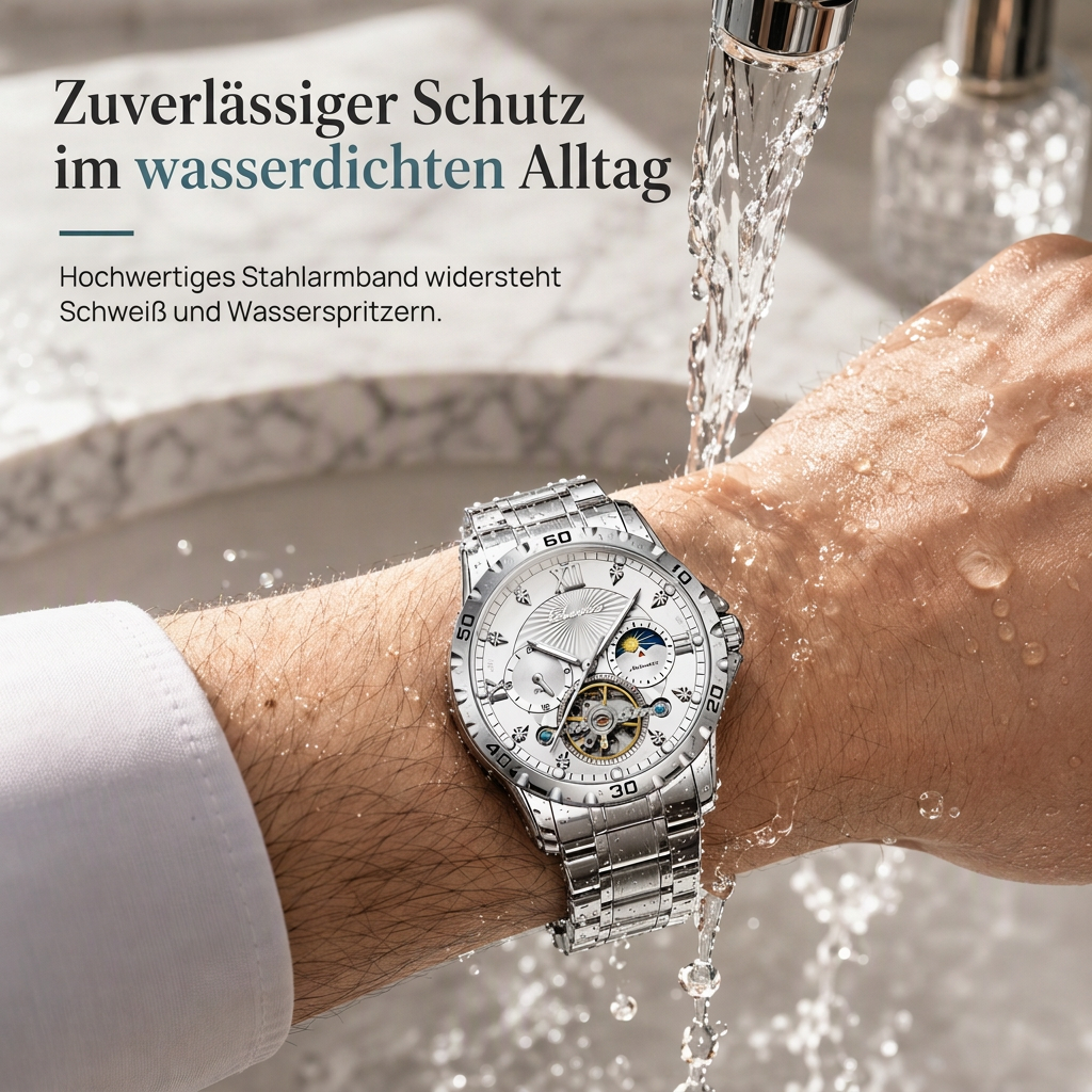 📢📢50% RABATT !!⏰Automatische mechanische Uhr für Herren, leuchtend, wasserdicht, Geschäfts-Skelettuhr mit Schwungrad und Edelstahlarmband