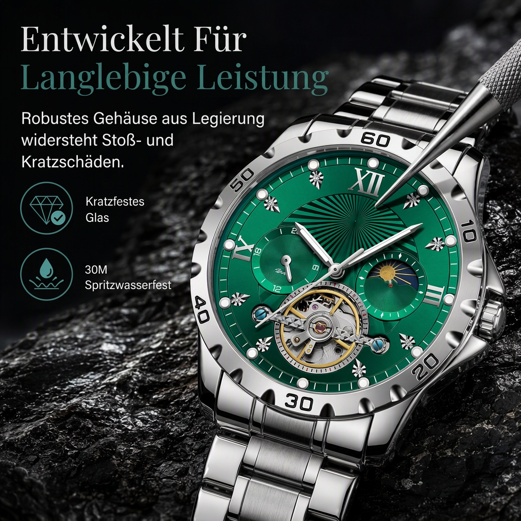 📢📢50% RABATT !!⏰Automatische mechanische Uhr für Herren, leuchtend, wasserdicht, Geschäfts-Skelettuhr mit Schwungrad und Edelstahlarmband