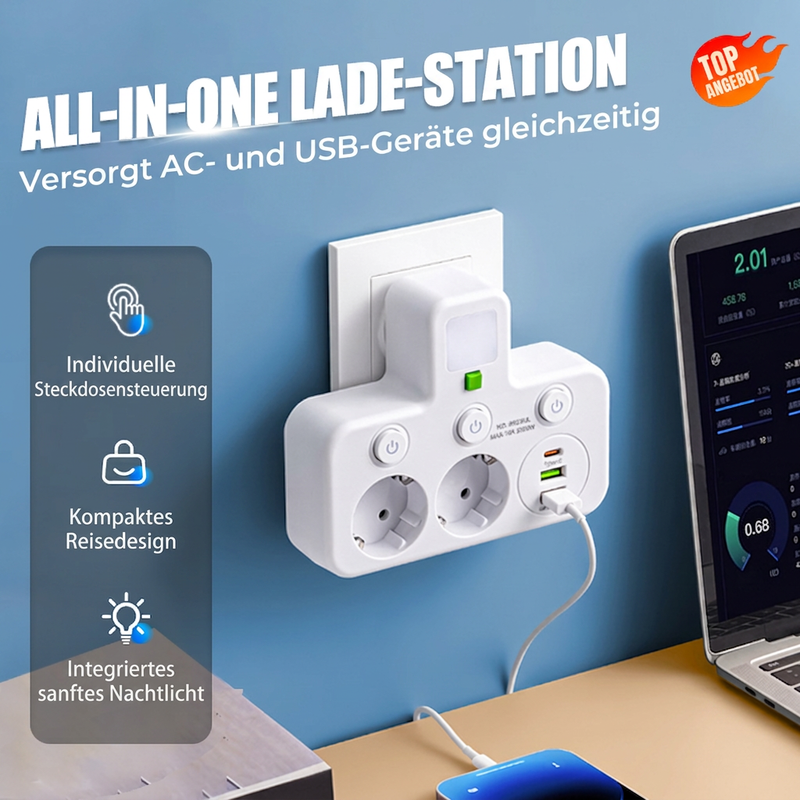 📢📢50% RABATT !!⏰Intelligente Steckdosenleiste mit USB-Anschlüssen