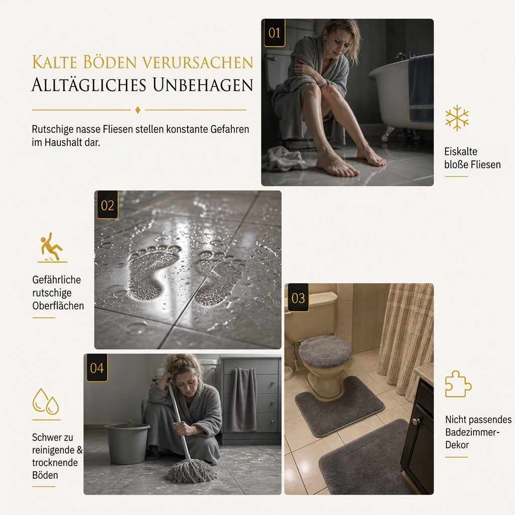 🛁 4-teiliges Badezimmer-Teppichset aus Mikrofaser – stark saugfähig, rutschfest & waschbar, weich wie Kaschmir